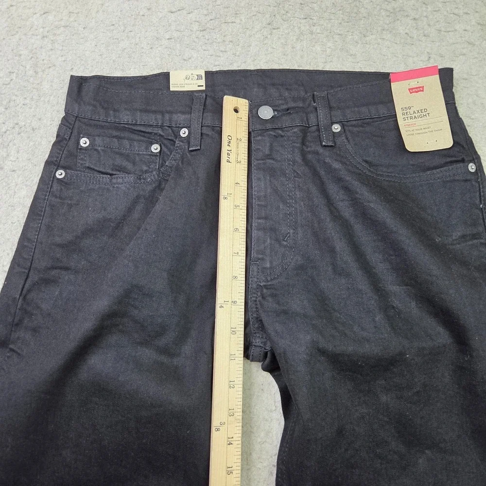 Levis 559 Relaxed Straight Jeans Mens 33x32 Black Denim 00559-0239 NEW